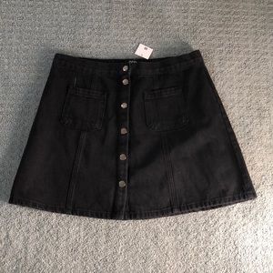 Unworn Black denim skirt